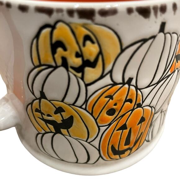 Eli + Ana PUMPKIN PATCH Ceramic Mug Orange & White "CHIPPER HALLOWEEN" New - Picture 8 of 12